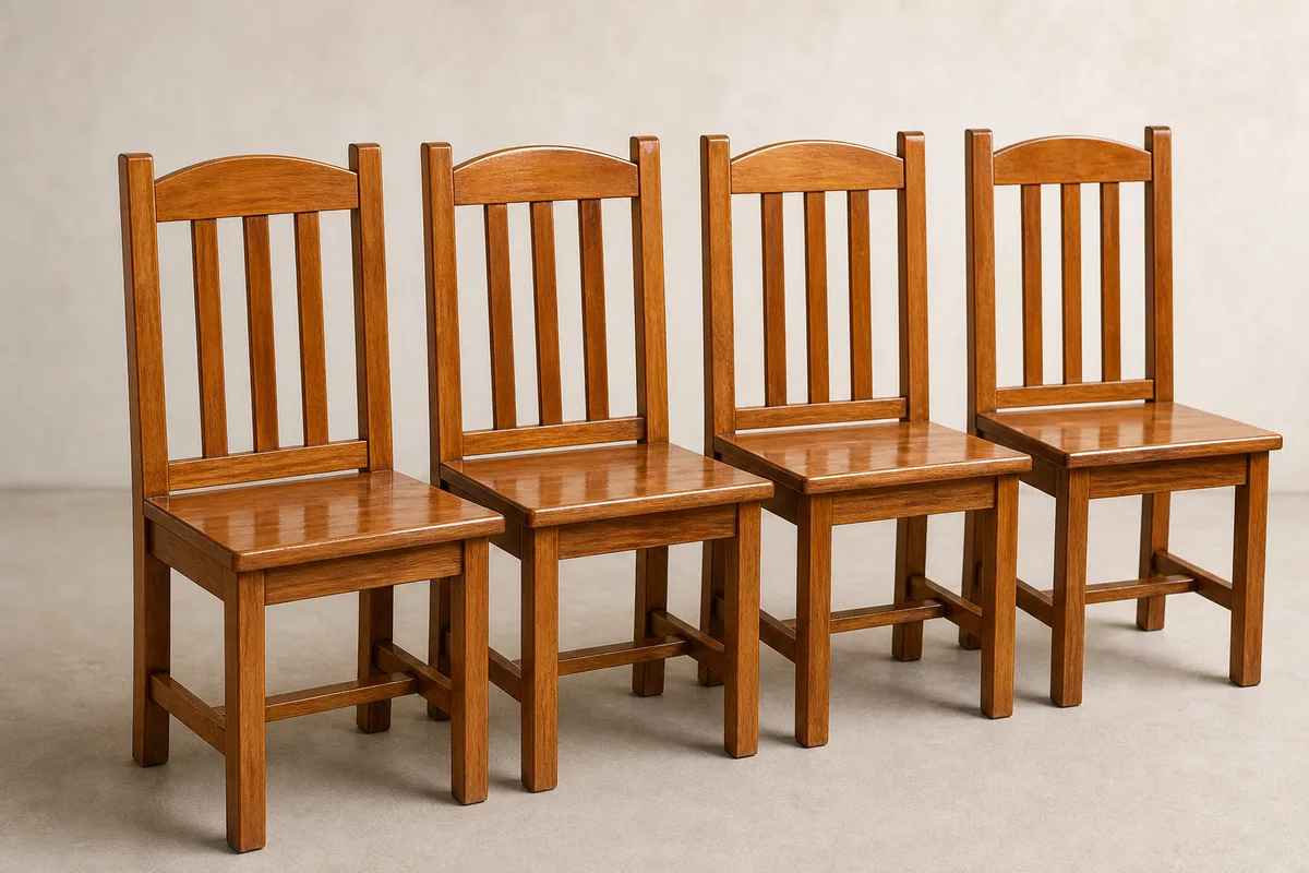 Conjunto de cadeiras rústicas de madeira